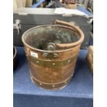 Copper and brass mounted bucket