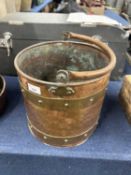 Copper and brass mounted bucket