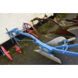 R. Hornsby & Sons, GDRH Grantham, England, single furrow iron framed horse drawn plough, painted