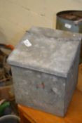 Galvanised box with hinged lid