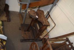 Pair of vintage wood and iron mounted sack scales