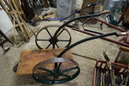 Iron framed two wheel cart probably converted from a water cart
