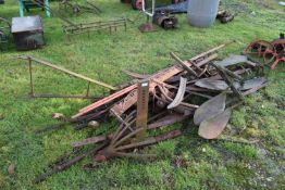 Large Mixed Lot: Iron implements to include silage knives, scythe heads, and other assorted items