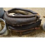 Group of vintage leather mounted horse harness collars