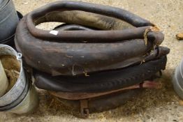 Group of vintage leather mounted horse harness collars