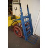 Single axle blue painted hand cart