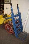 Single axle blue painted hand cart