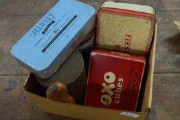 Box of vintage tins