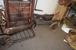 19th century wood and iron three wheeled tobacco cart from a dockyard