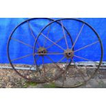 Ramsomes, Sims & Jeffries, Ipswich, a pair of large cast iron wheels, 131cm diameter