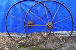 Ramsomes, Sims & Jeffries, Ipswich, a pair of large cast iron wheels, 131cm diameter