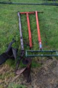 Mixed Lot: Wood and iron framed cultivators and ploughs to include an example marked J.Fawn Maker