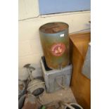 Vintage oil can marked 'Worcester ware', together with a further metal container (2)