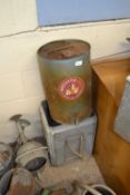 Vintage oil can marked 'Worcester ware', together with a further metal container (2)