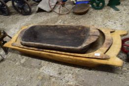 Group of three vintage wooden proving troughs