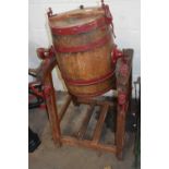 Wooden framed and iron mounted churn