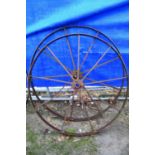 Ransomes, a pair of cast iron implement wheels, 1020cm diameter