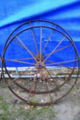 Ransomes, a pair of cast iron implement wheels, 1020cm diameter