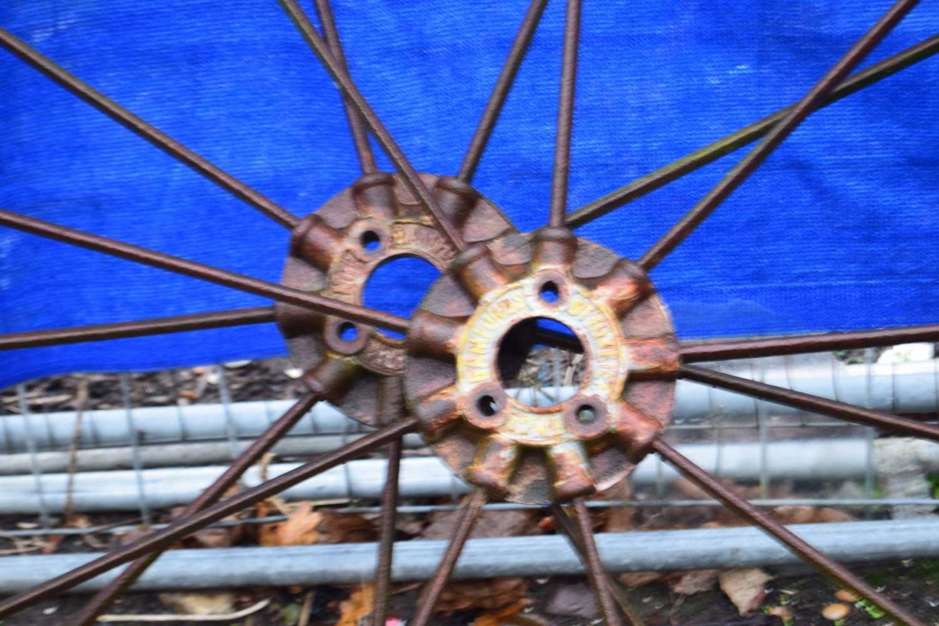 Bamfords, Utoxeter, pair of cast iron wheels, 112cm diameter - Image 2 of 2