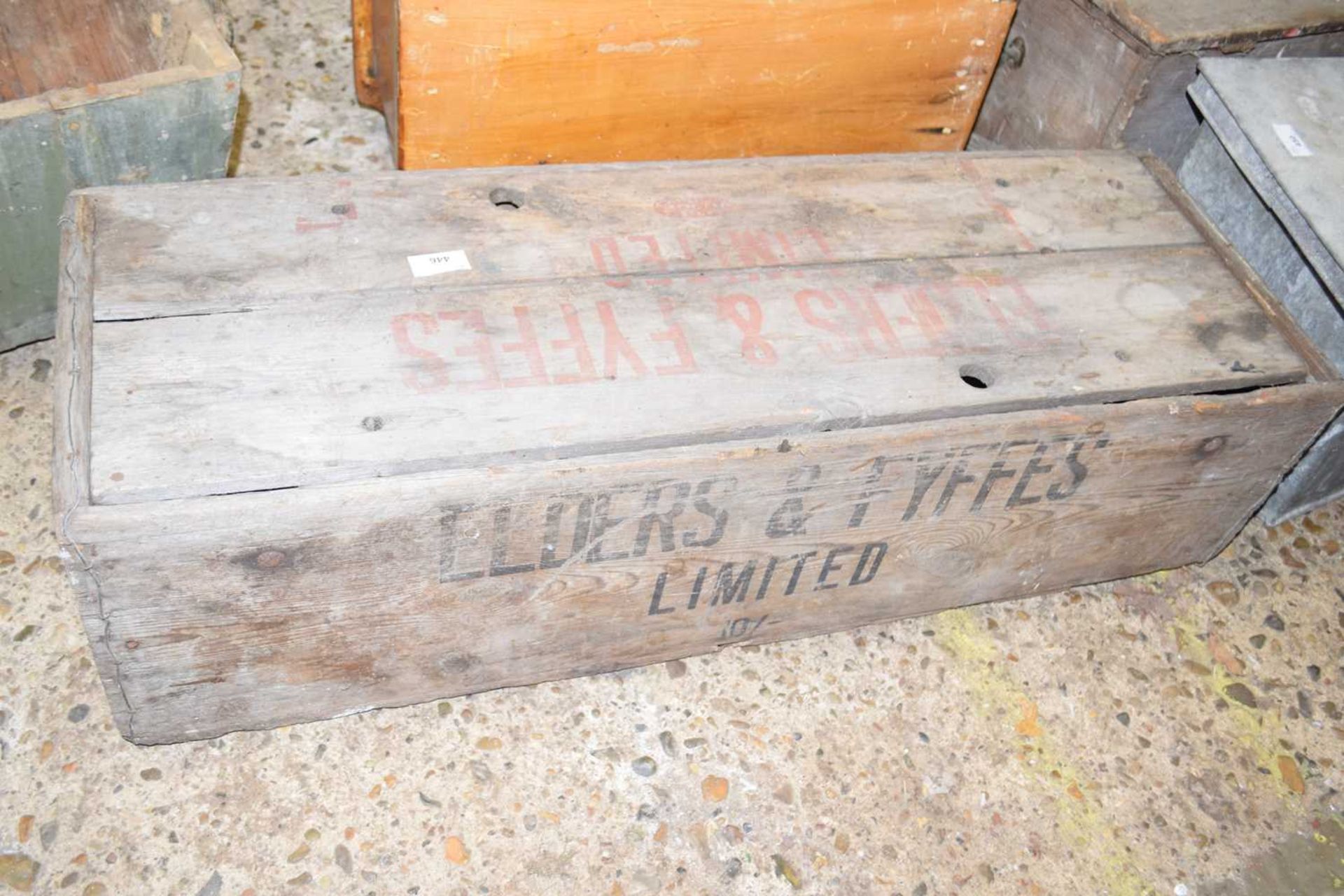 Vintage wooden crate marked 'Elders & Sysses Ltd'
