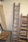 Drew Clarke & Co diamond ladder together with a further two-section wooden ladder (2)