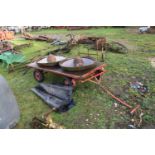 Iron framed and wood twin axle cart