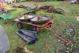 Iron framed and wood twin axle cart