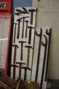 Two display boards, various hammers and other implements