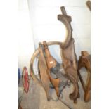 Mixed Lot pair of wooden yokes, a double wooden horse yoke and a further wooden implement part of
