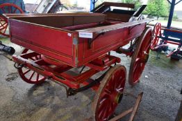 Double axle wood framed Miller's cart, painted in red