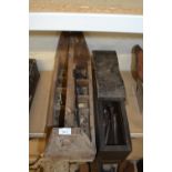 Two wooden tool chests and contents