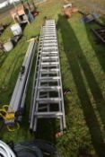 Two large aluminium ladders