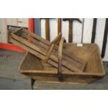 Wooden garden trug and one other