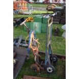 Mixed Lot: Sack barrows, jump leads, security chain etc