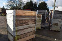 Three large stacking crates filled with fire wood and wood off cuts