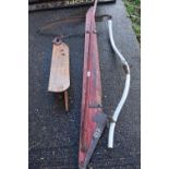 Mixed Lot: A Bulldog scythe, a Bamfords track clearer and a further wood and iron implement