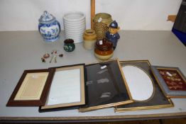 Tray of various assorted vases, picture frames etc