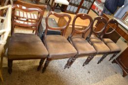 Group of five Victorian balloon back dining chairs of differing designs