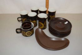Quantity of Denby Arabesque coffee cups and saucers