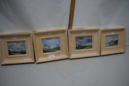 S.Wood, group of four small oil on board studies, coastal and rural scenes