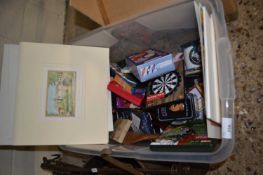 Mixed Lot: Unframed coloured prints, various games, household sundries etc