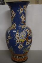 Large 20th Century Oriental floor standing vase with decoration of birds amongst flowers