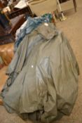 Mixed Lot: Two poncho's, an O'Neil wetsuit and a Barbour wax jacket (4)