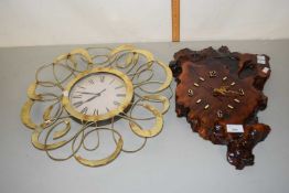 An American Myrtle wood wall clock with battery movement plus one other (2)