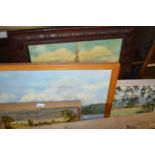 Mixed Lot: Four various modern oil paintings of coastal view, rural scenes and a street scene with