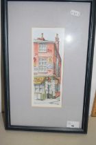 Terry Whitmill Old Ipswich, watercolour, framed and glazed