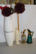 Mixed Lot: A vase of fake flowers, two further ewers and a composition figure