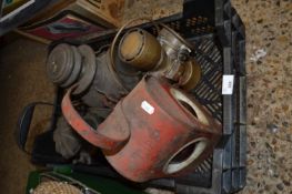 Box of mixed lanterns to include a Lucas King of the Road lantern and three various others