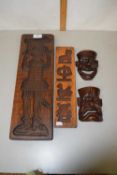 Mixed Lot: Wooden moulds and two small wooden masks