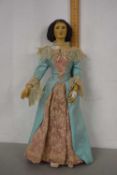 Victorian doll with carved wooden head